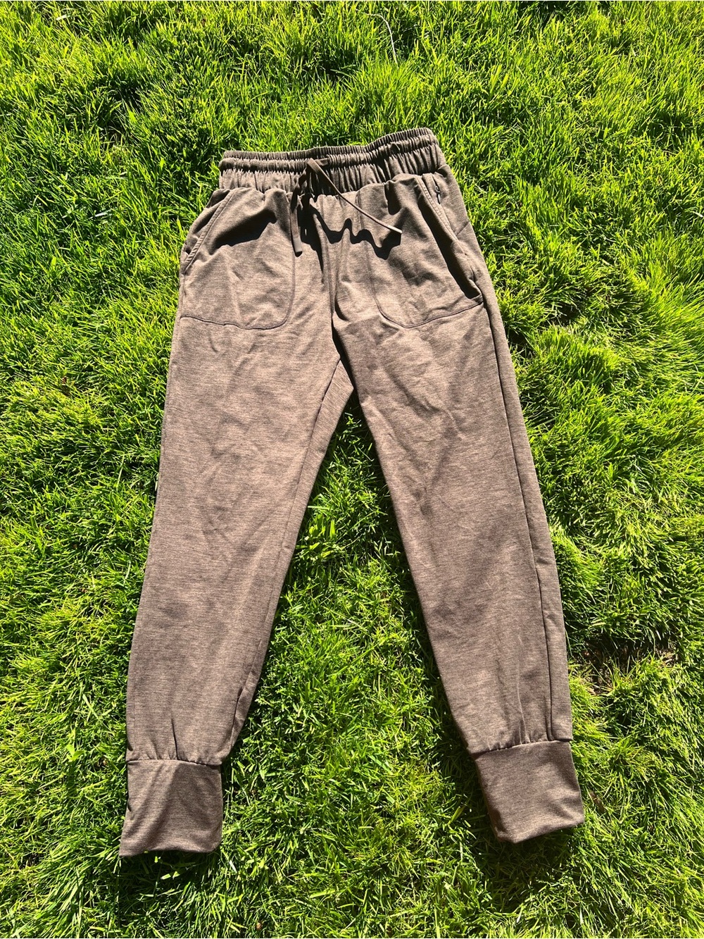 Varley Heathered Coffee Brown Slim Cuff Joggers Sweatpants Drawstring Pockets Sm